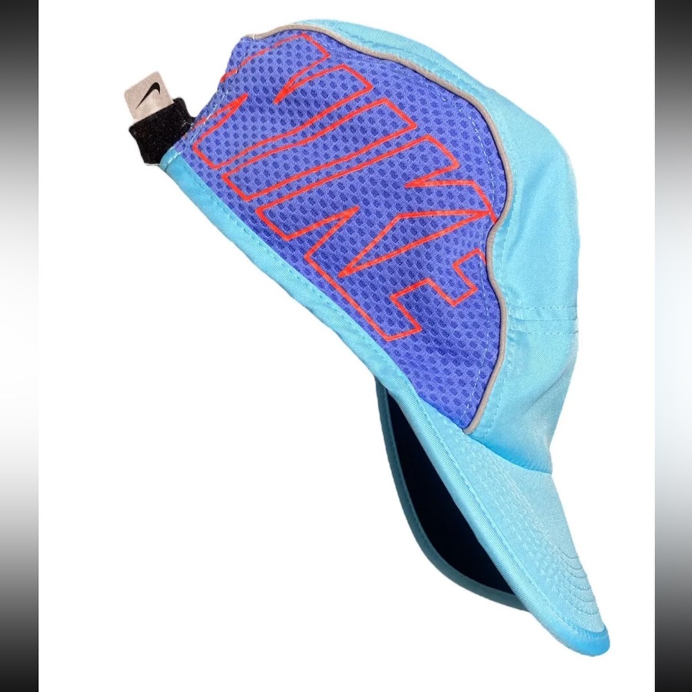 Nike 5 Panel AW84 DRI-FIT Hat Cap Blue Orange Colorful Logo Flash Reflect HTF - Picture 1 of 7
